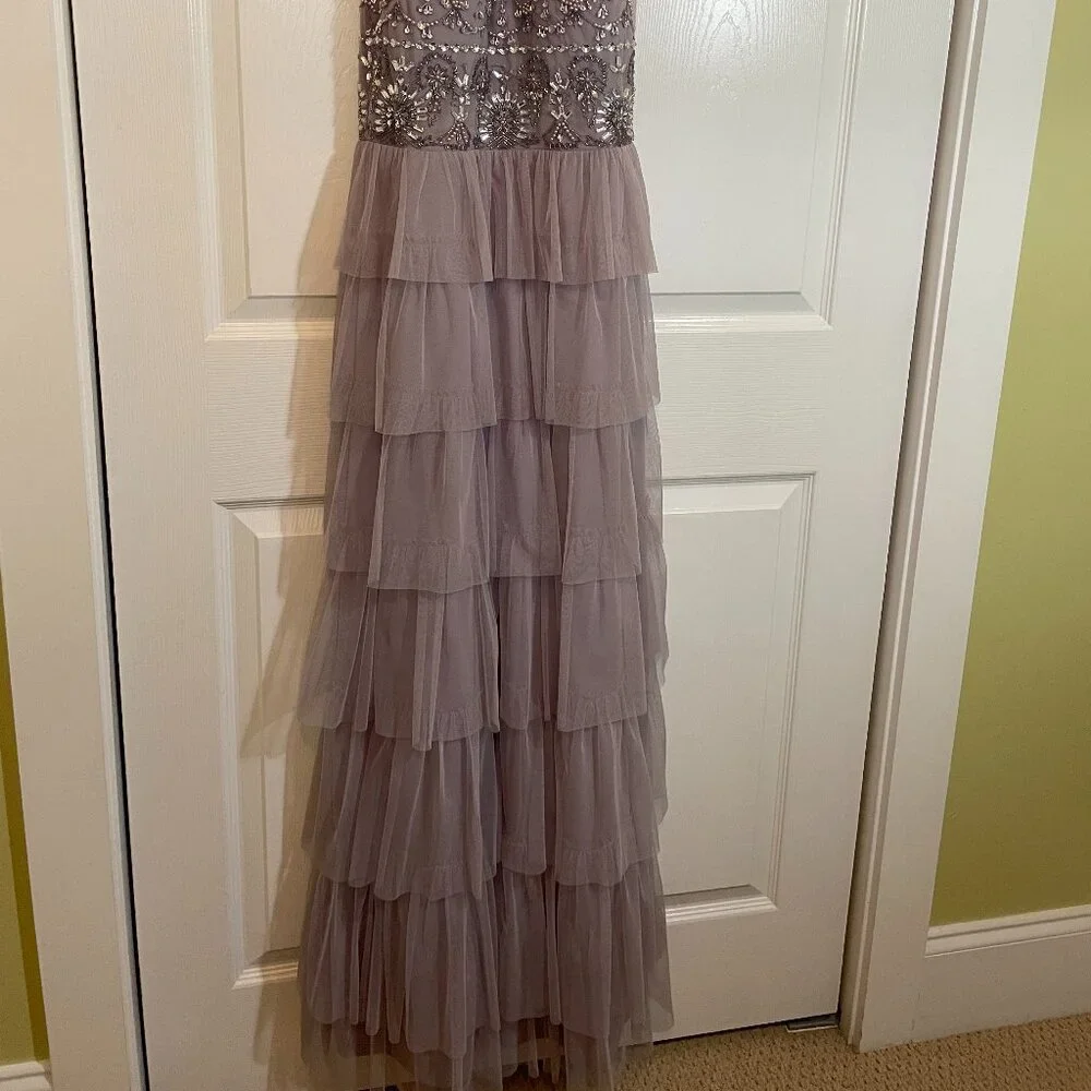 PROM Adrianna Papell dusty lavender beaded evening gown size 2 - Picture 6 of 12
